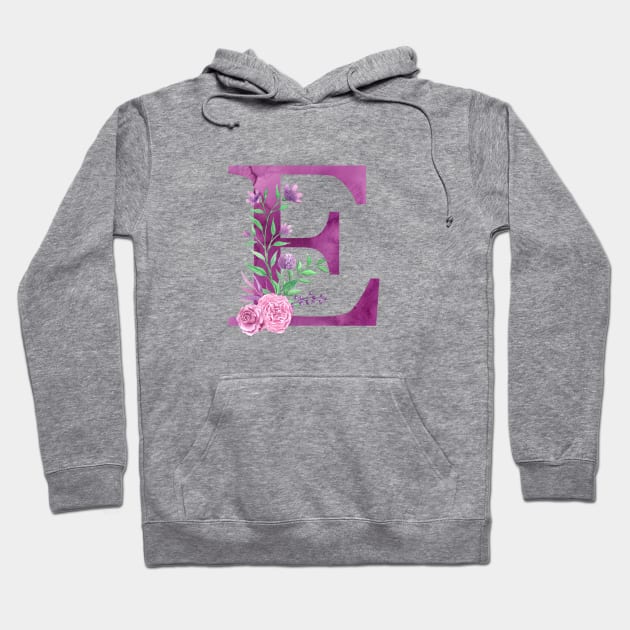 Floral Monogram E Beautiful Rose Bouquet Hoodie by floralmonogram